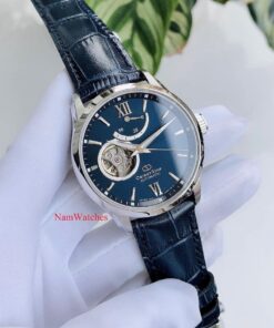 dong ho Orient Star Open Heart Blue Leather - RE-AT0006L00B