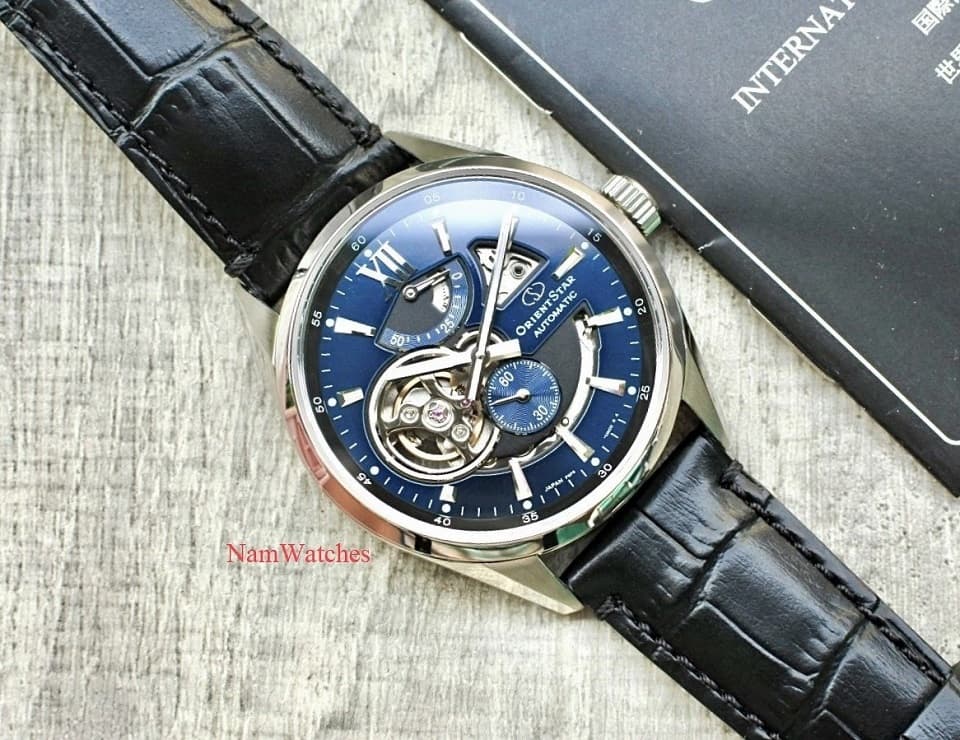 RE-AV0005L00B (1) dong ho Orient Star Semi Skeleton Blue Leather - RE-AV0005L00B