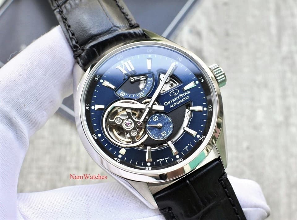 RE-AV0005L00B (4) dong ho Orient Star Semi Skeleton Blue Leather - RE-AV0005L00B