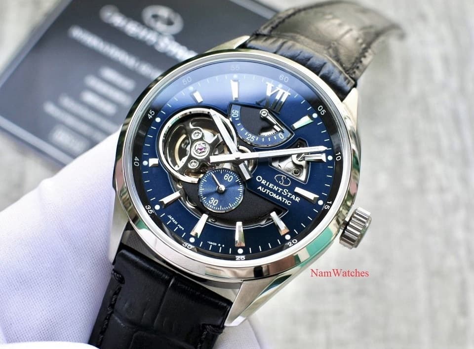 RE-AV0005L00B (5) dong ho Orient Star Semi Skeleton Blue Leather - RE-AV0005L00B