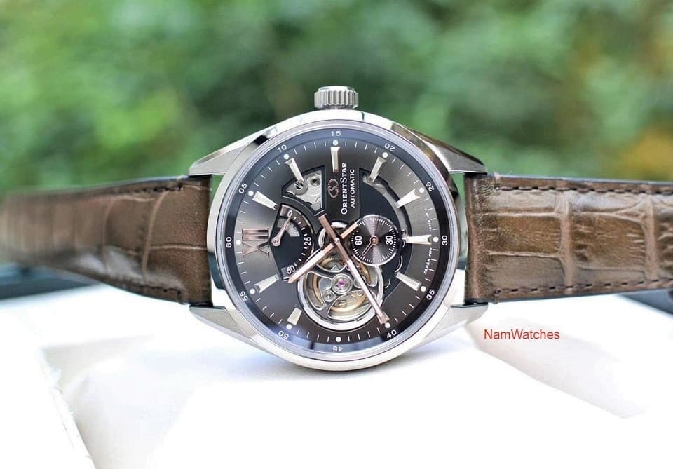 RE-AV0006Y00B (1) dong ho Orient Star Semi Skeleton Brown Leather - RE-AV0006Y00B