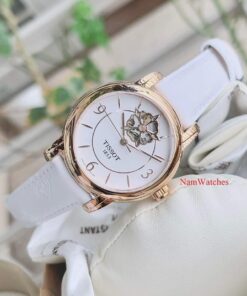 dong ho Tissot Open Heart Ladies Rose Gold White Leather - T050.207.37.017.04