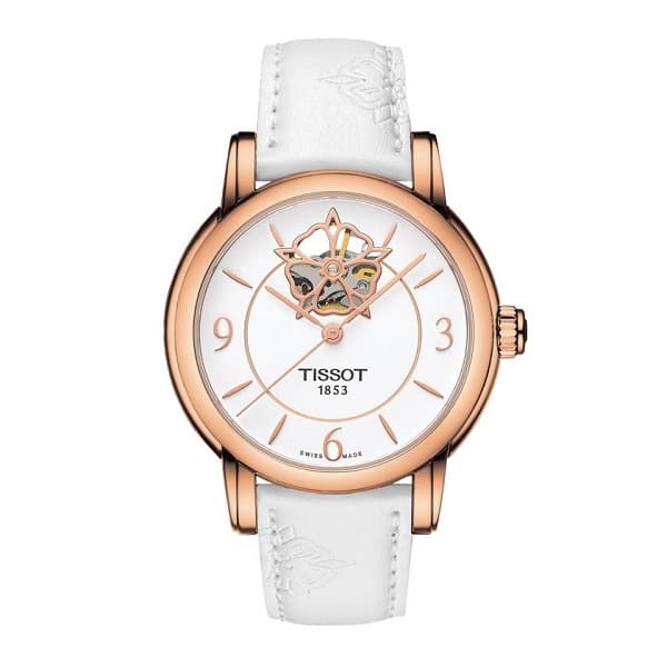 T0502073701704 dong ho Tissot Open Heart Ladies Rose Gold White Leather - T050.207.37.017.04