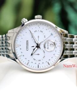 dong ho Citizen Eco-drive Triple Calender Moonphase White Steel - AP1050-56A