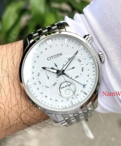 dong ho Citizen Eco-drive Triple Calender Moonphase White Steel - AP1050-56A