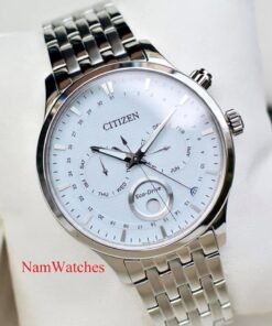 dong ho Citizen Eco-drive Triple Calender Moonphase White Steel - AP1050-56A