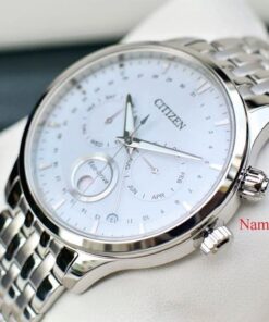 dong ho Citizen Eco-drive Triple Calender Moonphase White Steel - AP1050-56A