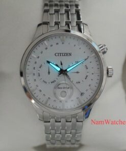 dong ho Citizen Eco-drive Triple Calender Moonphase White Steel - AP1050-56A