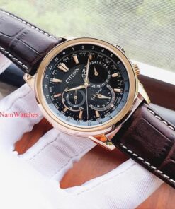 dong ho Citizen Eco-drive Calendrier Black Rose Gold Leather - BU2023-12E