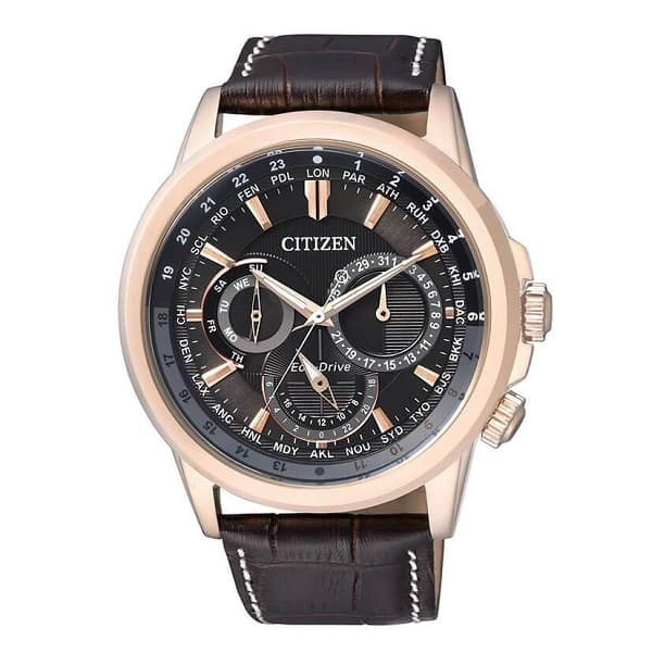 BU2023-12E dong ho Citizen Eco-drive Calendrier Black Rose Gold Leather - BU2023-12E