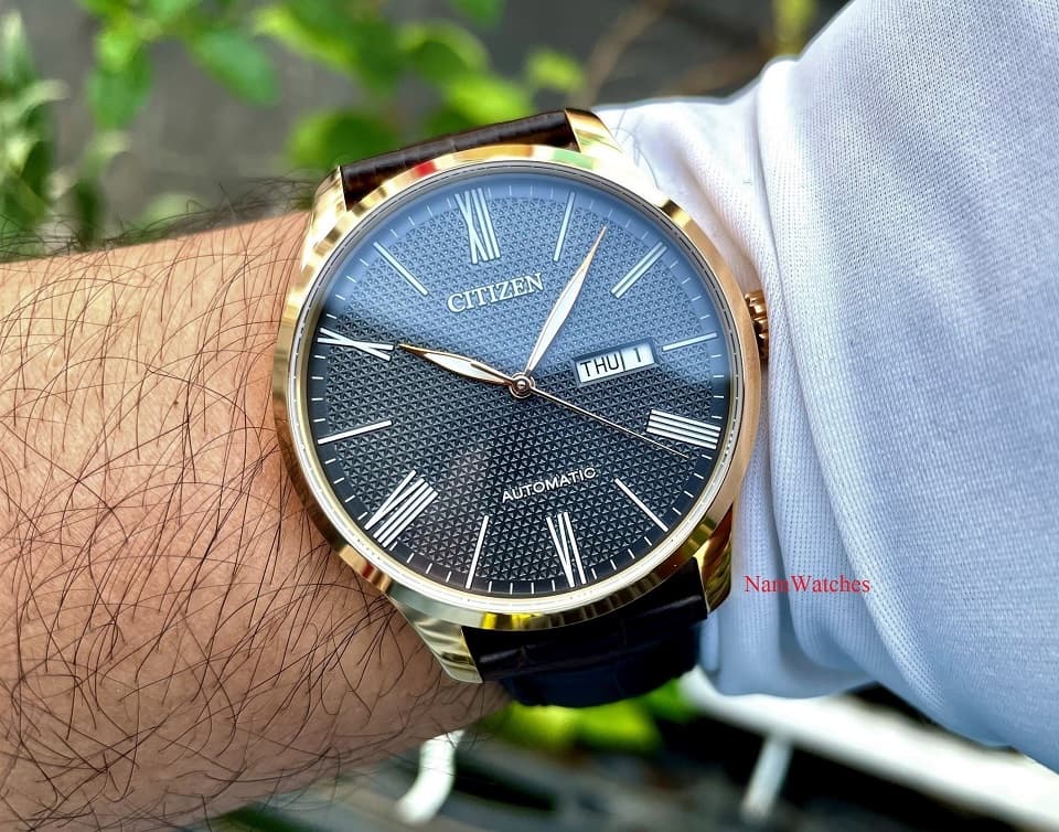 NH8353-00H (1) dong ho Citizen Automatic Black Rose Gold Leather - NH8353-00H