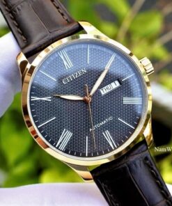 dong ho Citizen Automatic Black Rose Gold Leather - NH8353-00H