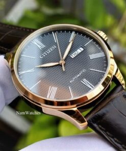 dong ho Citizen Automatic Black Rose Gold Leather - NH8353-00H
