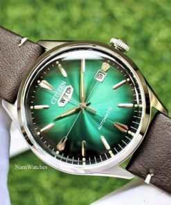 dong ho Citizen Automatic Curved Glass C7 Green Leather - NH8390-03X