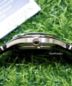 dong ho Citizen Automatic Curved Glass C7 Green Leather - NH8390-03X