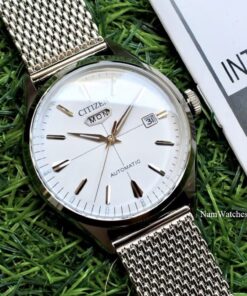dong ho Citizen Automatic Curved Glass C7 White Mesh - NH8390-89A