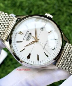 dong ho Citizen Automatic Curved Glass C7 White Mesh - NH8390-89A