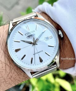 dong ho Citizen Automatic Curved Glass C7 White Mesh - NH8390-89A