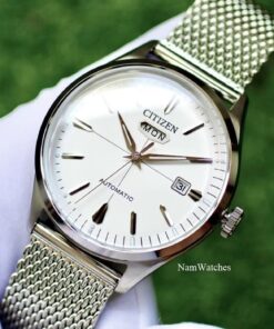 dong ho Citizen Automatic Curved Glass C7 White Mesh - NH8390-89A