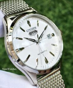 dong ho Citizen Automatic Curved Glass C7 White Mesh - NH8390-89A