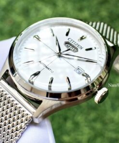 dong ho Citizen Automatic Curved Glass C7 White Mesh - NH8390-89A