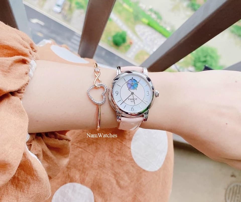 T0502071611700 (8) dong ho Tissot Open Heart Color Ladies Rose Leather - T050.207.16.117.00