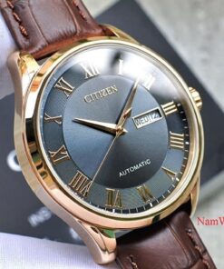 dong ho Citizen Automatic Grey Rose Gold Leather - NH8363-14H