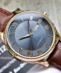dong ho Citizen Automatic Grey Rose Gold Leather - NH8363-14H