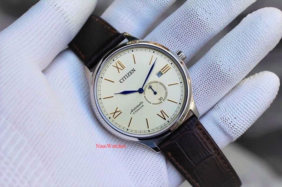 NJ0090-13P (1) dong ho Citizen Automatic Titanium Ivory Leather - NJ0090-13P