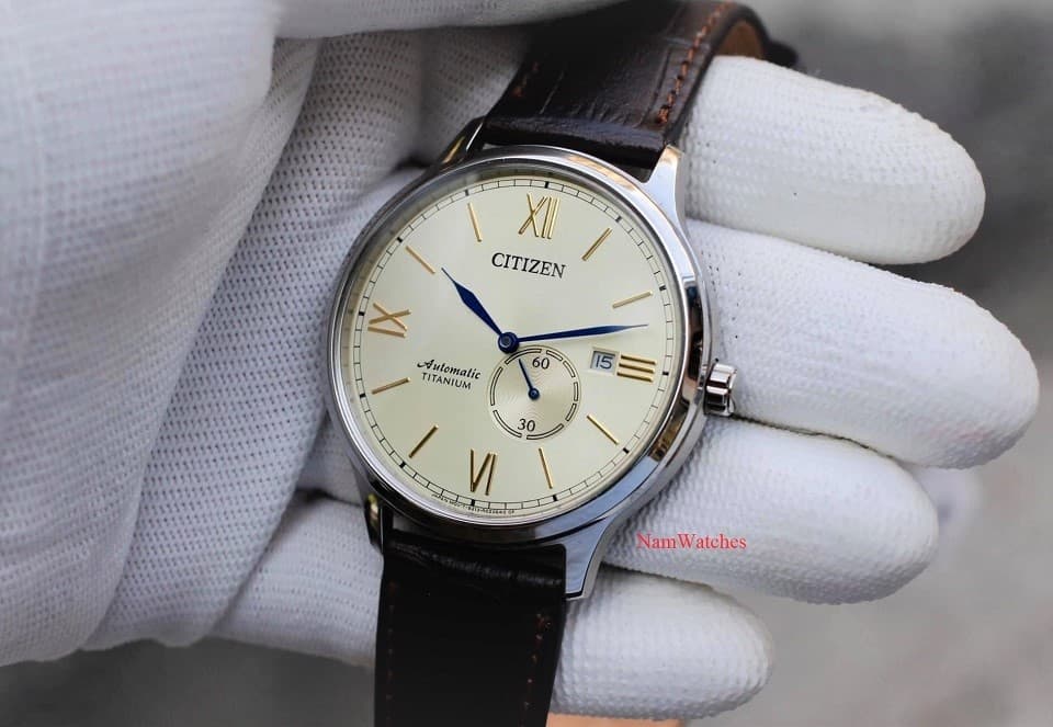 NJ0090-13P (2) dong ho Citizen Automatic Titanium Ivory Leather - NJ0090-13P