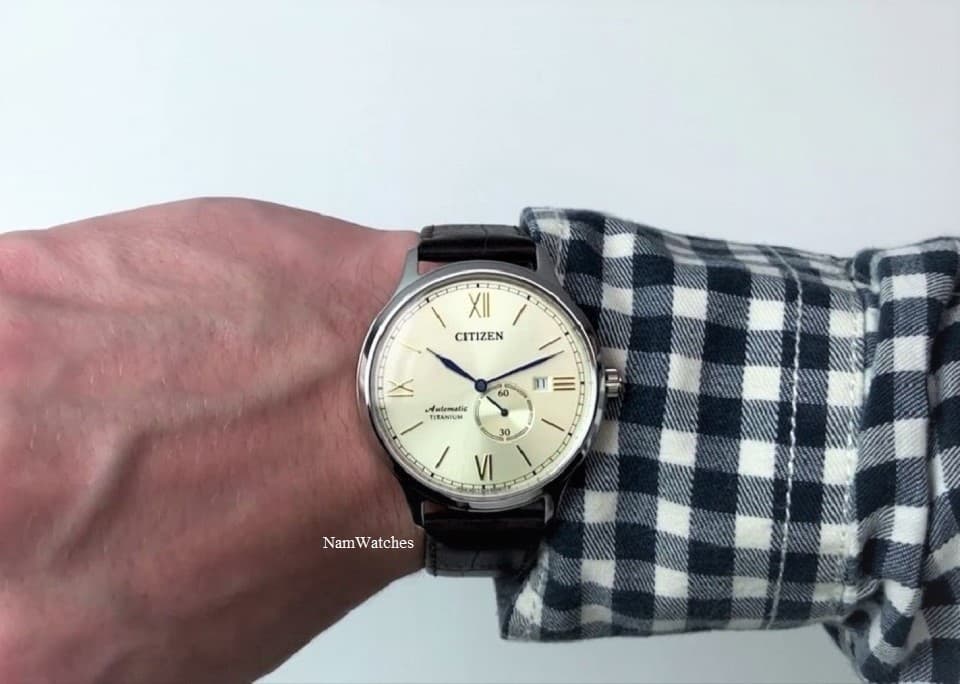 NJ0090-13P (8) dong ho Citizen Automatic Titanium Ivory Leather - NJ0090-13P