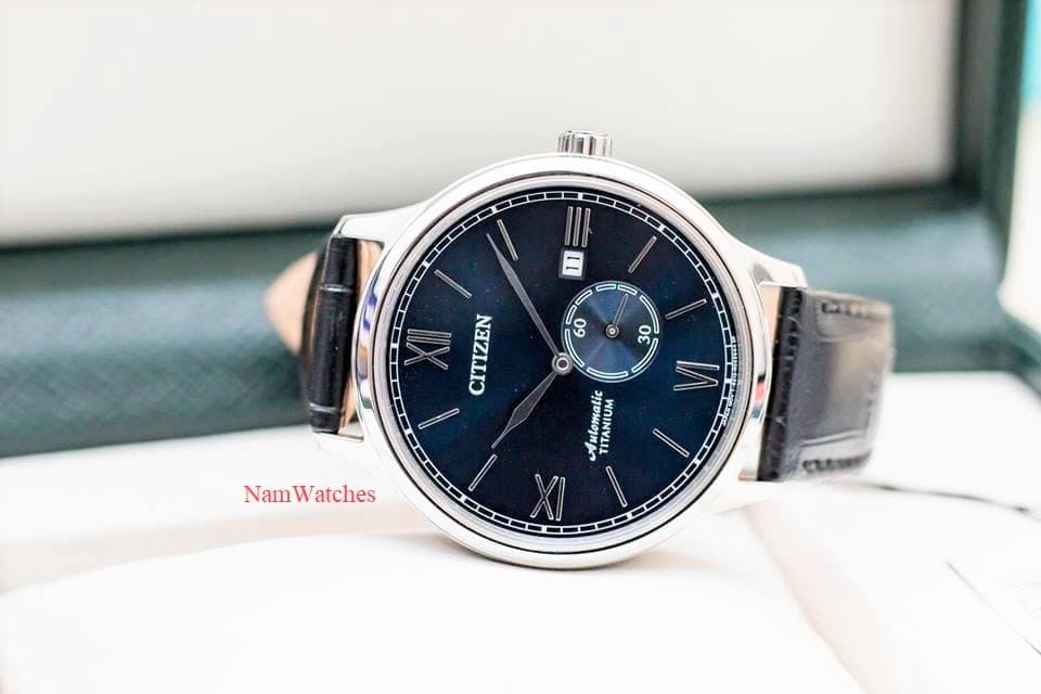 NJ0090-21L (1) dong ho Citizen Automatic Titanium Blue Leather - NJ0090-21L