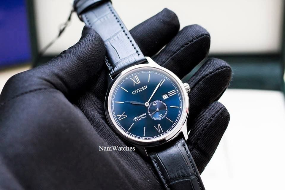 NJ0090-21L (9) dong ho Citizen Automatic Titanium Blue Leather - NJ0090-21L