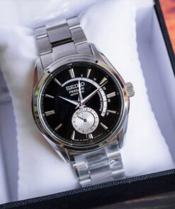 dong ho Seiko Presage Power Reserve Black Steel - SSA351J1