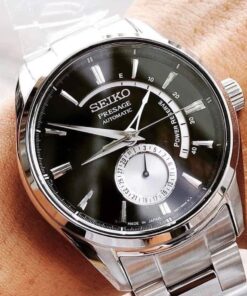 dong ho Seiko Presage Power Reserve Black Steel - SSA351J1