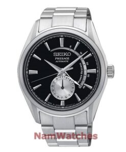 dong ho Seiko Presage Power Reserve Black Steel - SSA351J1