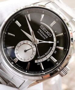 dong ho Seiko Presage Power Reserve Black Steel - SSA351J1