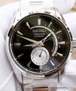 dong ho Seiko Presage Power Reserve Black Steel - SSA351J1