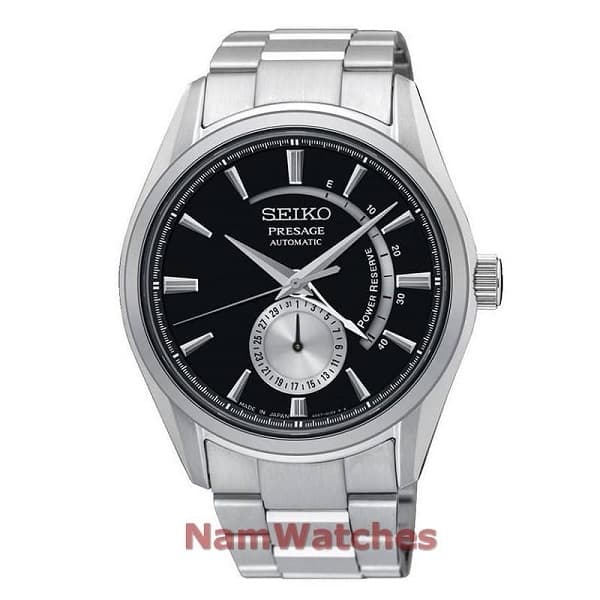 SSA351J1 dong ho Seiko Presage Power Reserve Black Steel - SSA351J1