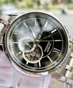 dong ho Seiko Presage Open Heart Black Steel - SSA367J1