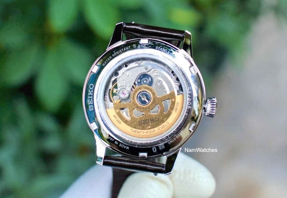 SSA407J1 (11) dong ho Seiko Presage Cocktail Open Heart Midnight Brown Leather - SSA407J1