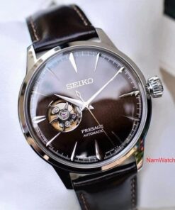 dong ho Seiko Presage Cocktail Open Heart Midnight Brown Leather - SSA407J1