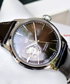 dong ho Seiko Presage Cocktail Open Heart Midnight Brown Leather - SSA407J1