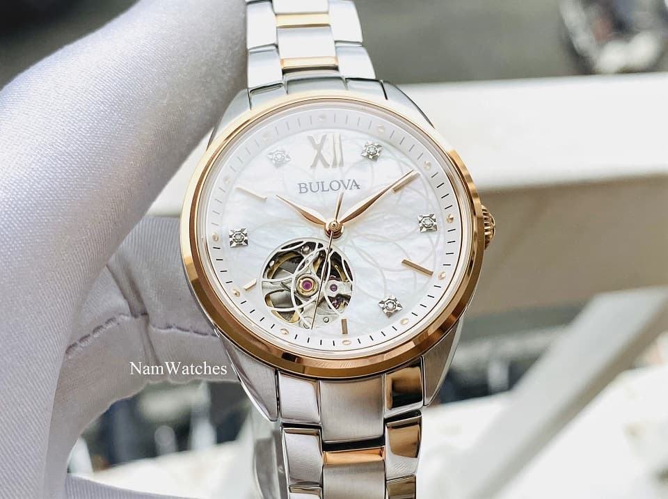 98P170 (1) dong ho Bulova Open Heart Ladies Demi Rose Gold - 98P170