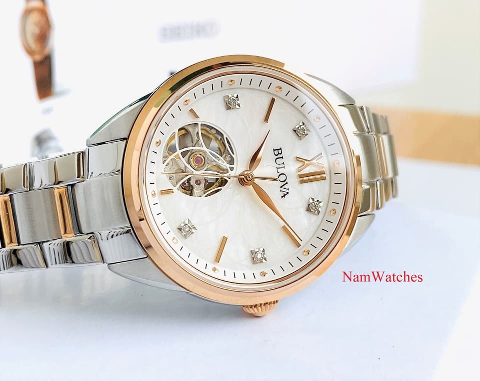 98P170 (3) dong ho Bulova Open Heart Ladies Demi Rose Gold - 98P170