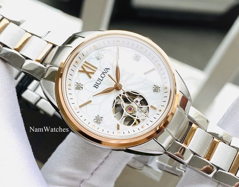 98P170 (4) dong ho Bulova Open Heart Ladies Demi Rose Gold - 98P170