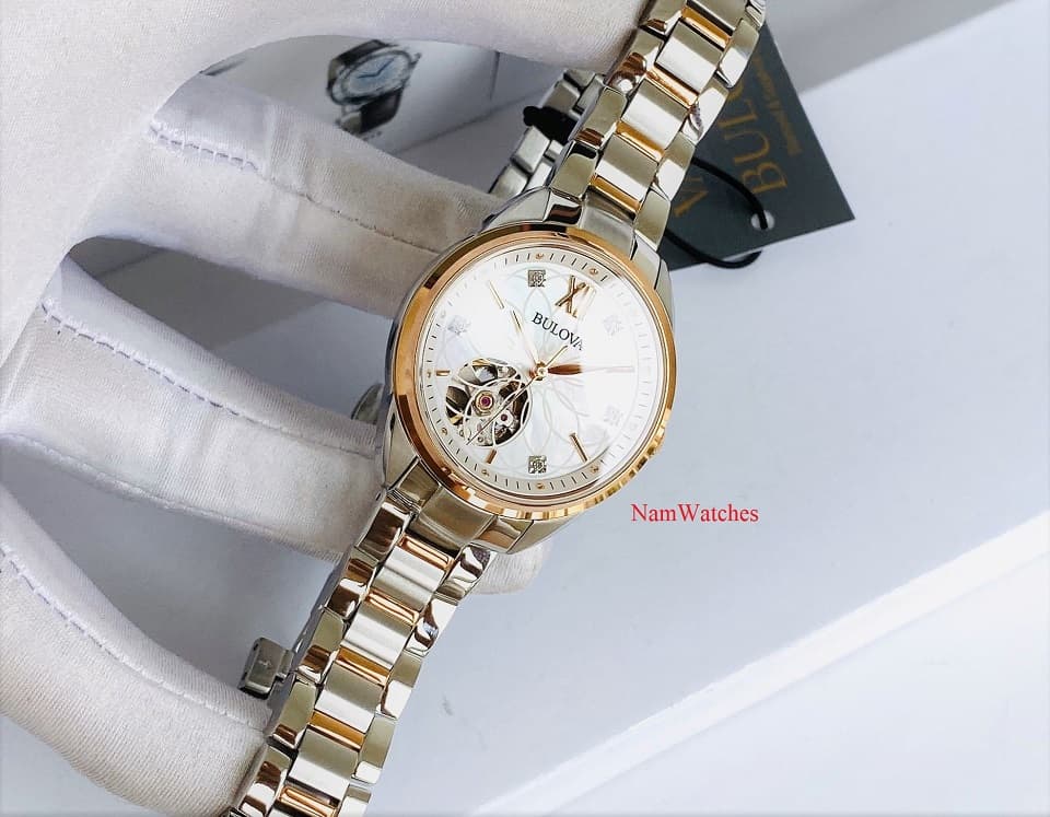 98P170 (9) dong ho Bulova Open Heart Ladies Demi Rose Gold - 98P170