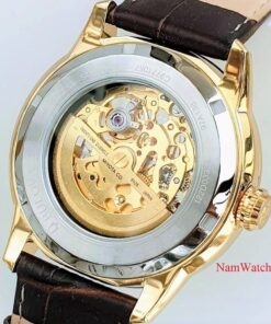 dong ho Bulova Sutton Skeleton Gold Leather - 97A138
