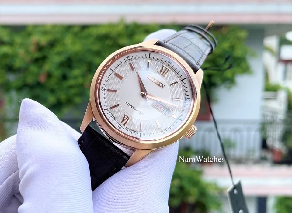 NY4053-05A (1) dong ho Citizen Automatic Elegant Rose Gold Leather - NY4053-05A