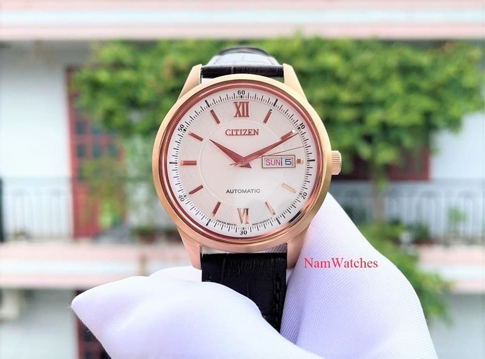 NY4053-05A (10) dong ho Citizen Automatic Elegant Rose Gold Leather - NY4053-05A